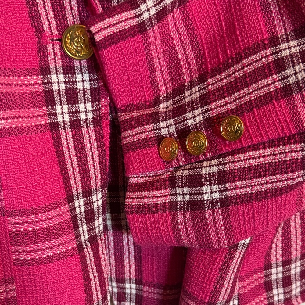 Fuchsia Plaid Women's Blazer - Picture 5 of 7
